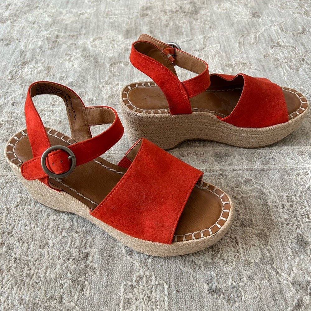 Universal Thread Alisha Espadrilles Platform Wedge Heel Orange Memory Foam 7 1/2 - Picture 3 of 6